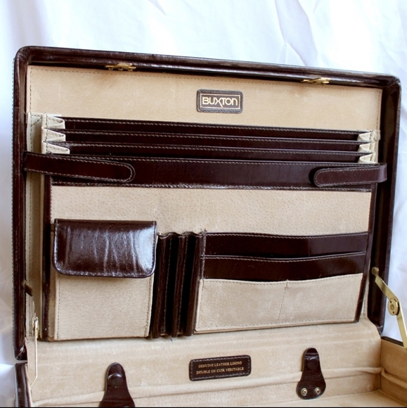 VINTAGE Genuine Leather Suitcase Buxton Brown | Excellent Condition Retro Unisex - Picture 11 of 15